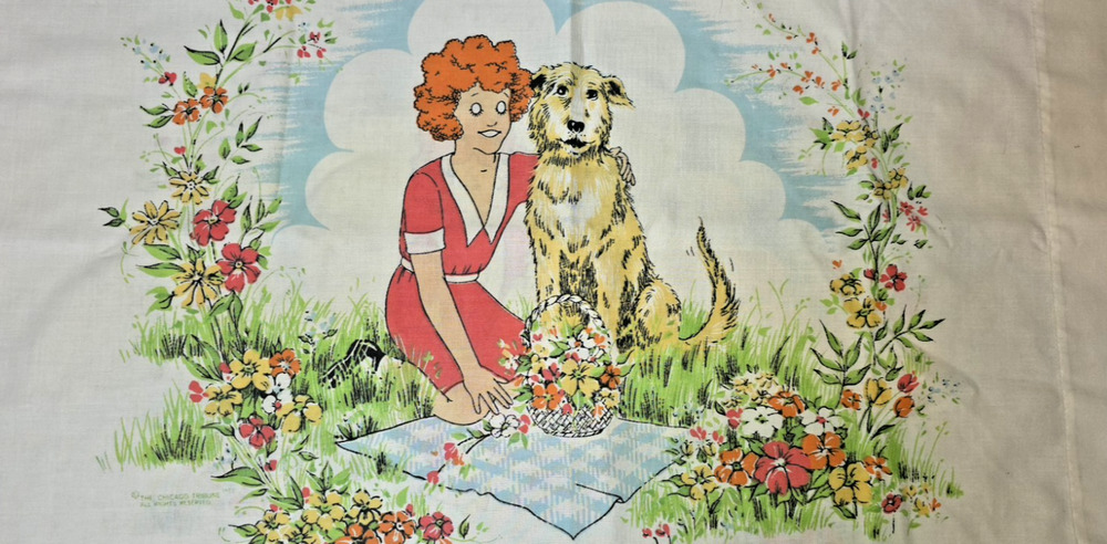 VTG Little Orphan Annie & Sandy Dog Pillowcase Chicago Tribune 1971 Cotton